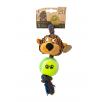M-Pets игрушка мягкая для собак обезьянка Деннис, с мячиком и канатом