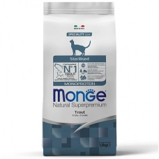 Monge Cat Monoprotein Sterilised Trout корм для стерилизованных кошек с форелью 1,5 кг + В ПОДАРОК беззерновой корм из тунца для стерил. кошек 1,5 кг