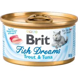 БРИТ консервы для кошек Fish Dreams Форель и тунец 80г