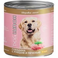 Dog Lunch консервы для собак Говядина с рубцом и печенью в соусе